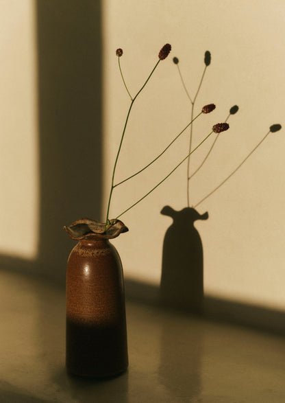 Vaso con collo a balze in ceramica SZ | Castagna