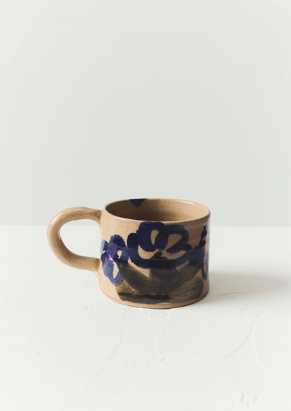 Tazza con fiori dipinti Zosia | Naturale/Blu