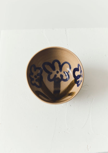 Ciotola con fiori dipinti Zosia | Naturale/Blu