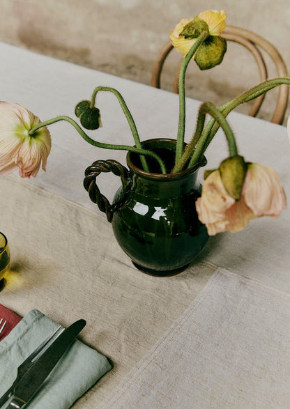 Brocca Poterie Barbotine con manico ritorto | Verde bottiglia