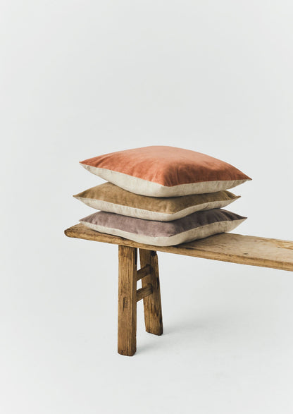 Federa per cuscino quadrata in velluto | Corallo lavato