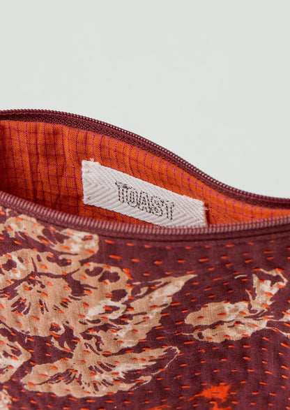 Sacchetto Kantha in tessuto rimanente | Borgogna/Papavero