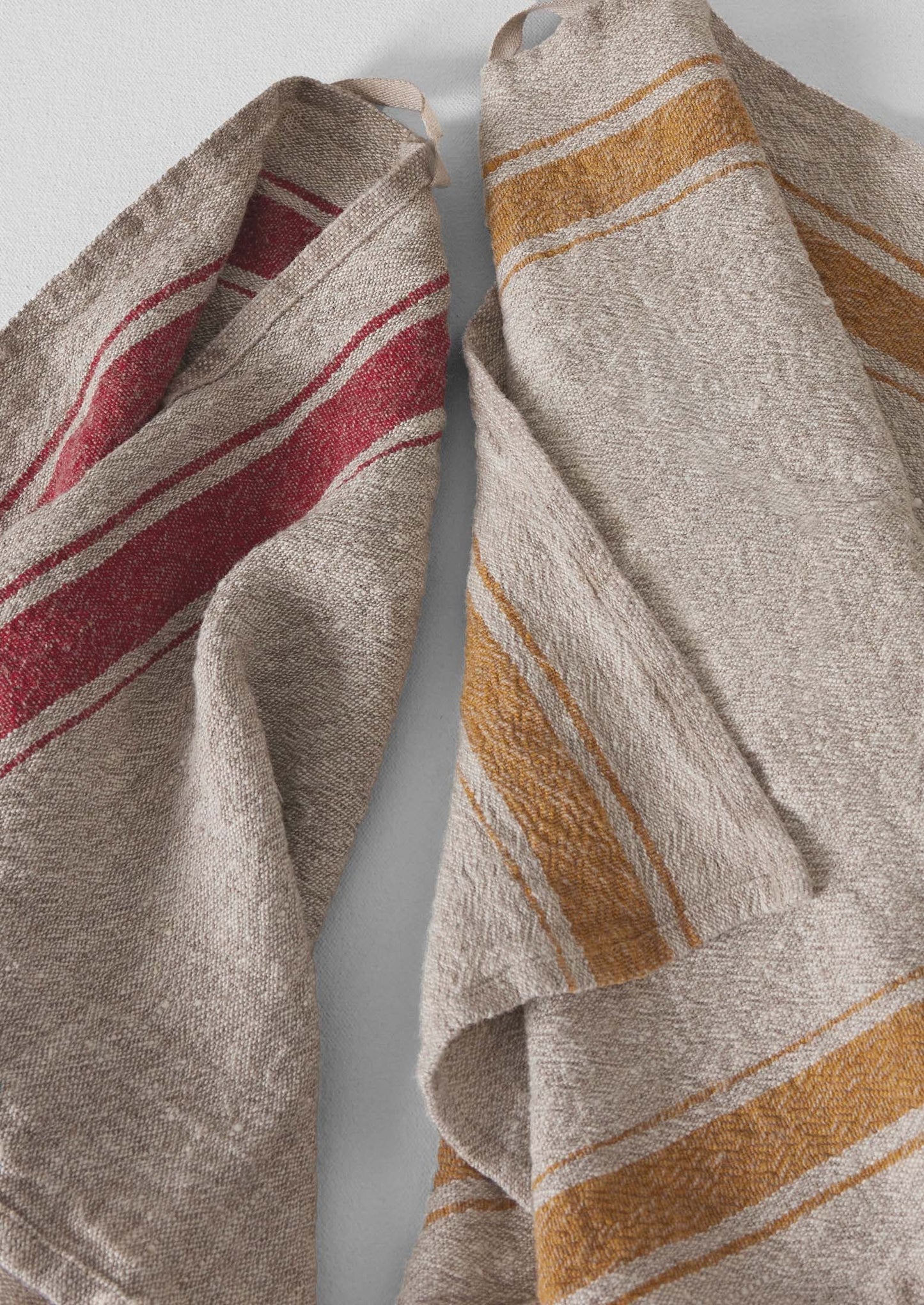 Strofinaccio in lino a righe provenzali | Naturale/Rosso