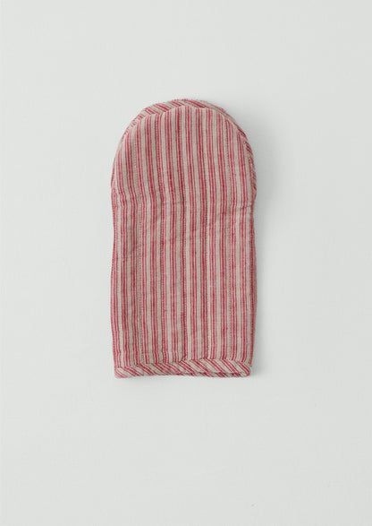 Guanto da forno in lino a righe | Naturale/Rosso