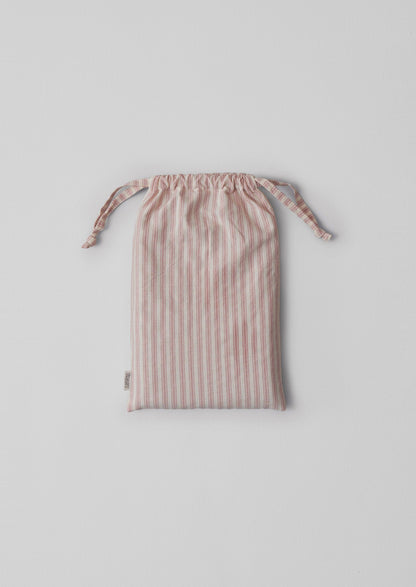 Federa in cotone biologico a righe Oxford | Ecru/Rosa