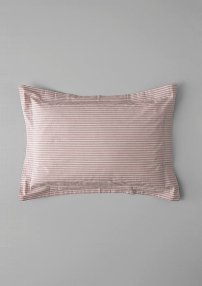 Federa in cotone biologico a righe Oxford | Ecru/Rosa