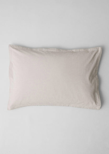 Set di federe in cotone biologico Oxford a righe sottili | Ecru/Blu fumo