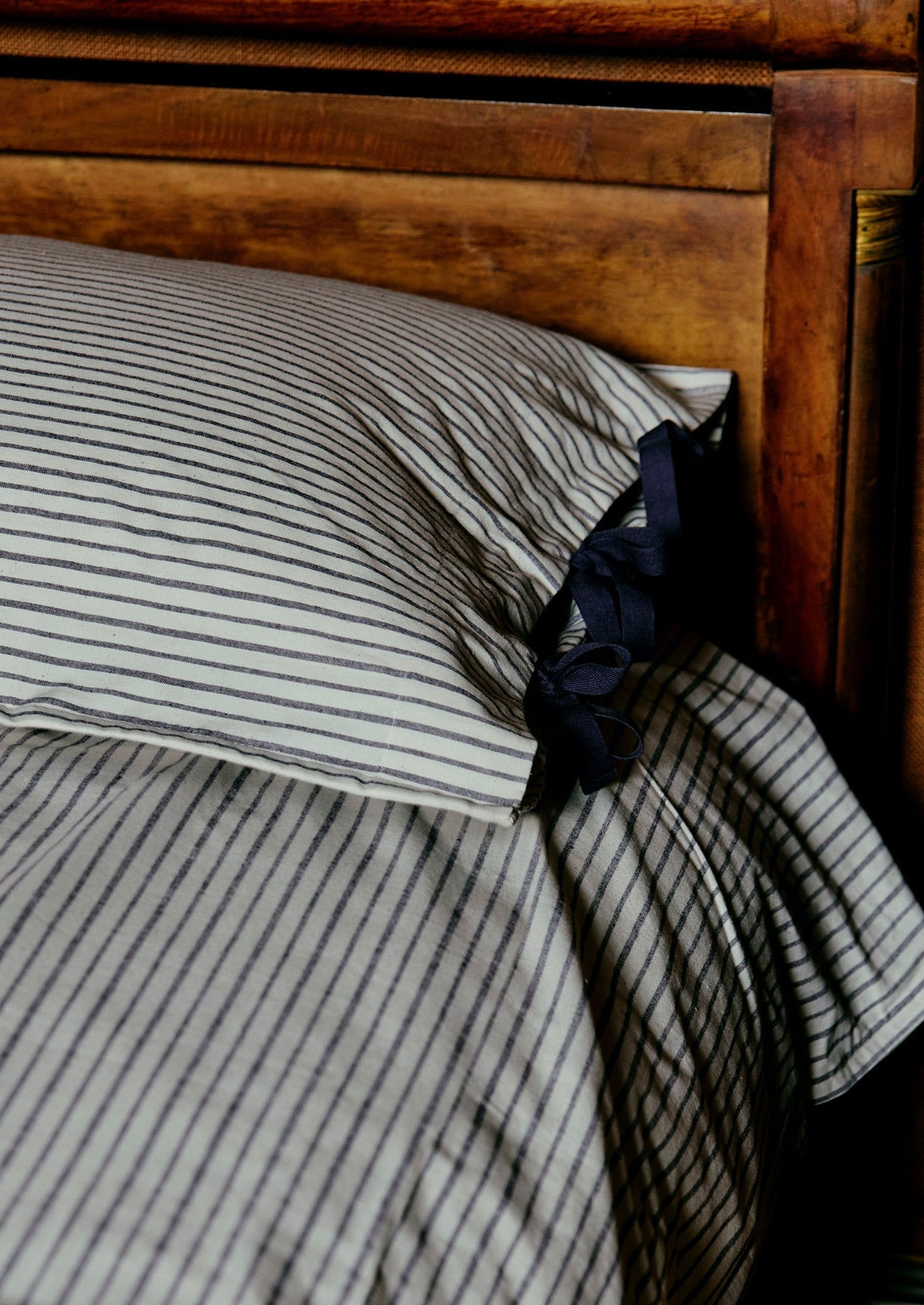 Federa per pigiama a righe in cotone biologico | Blu navy/Ecru