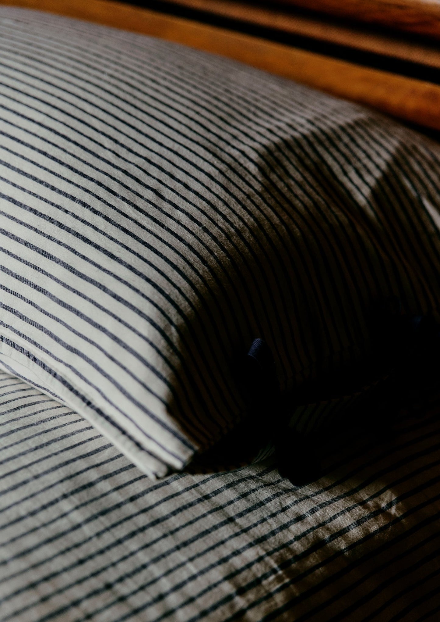 Federa per pigiama a righe in cotone biologico | Blu navy/Ecru