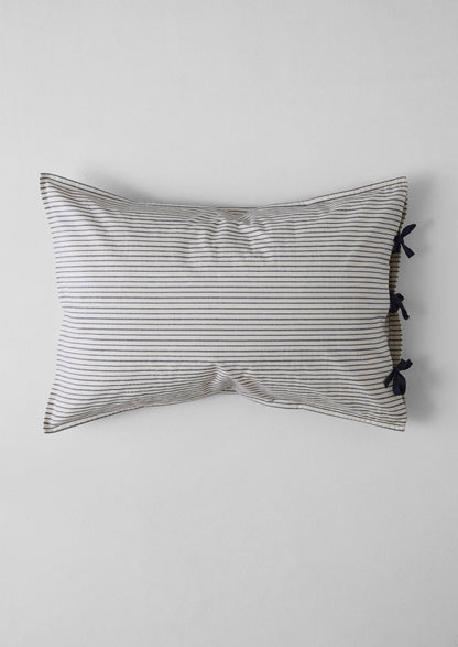 Federa per pigiama a righe in cotone biologico | Blu navy/Ecru