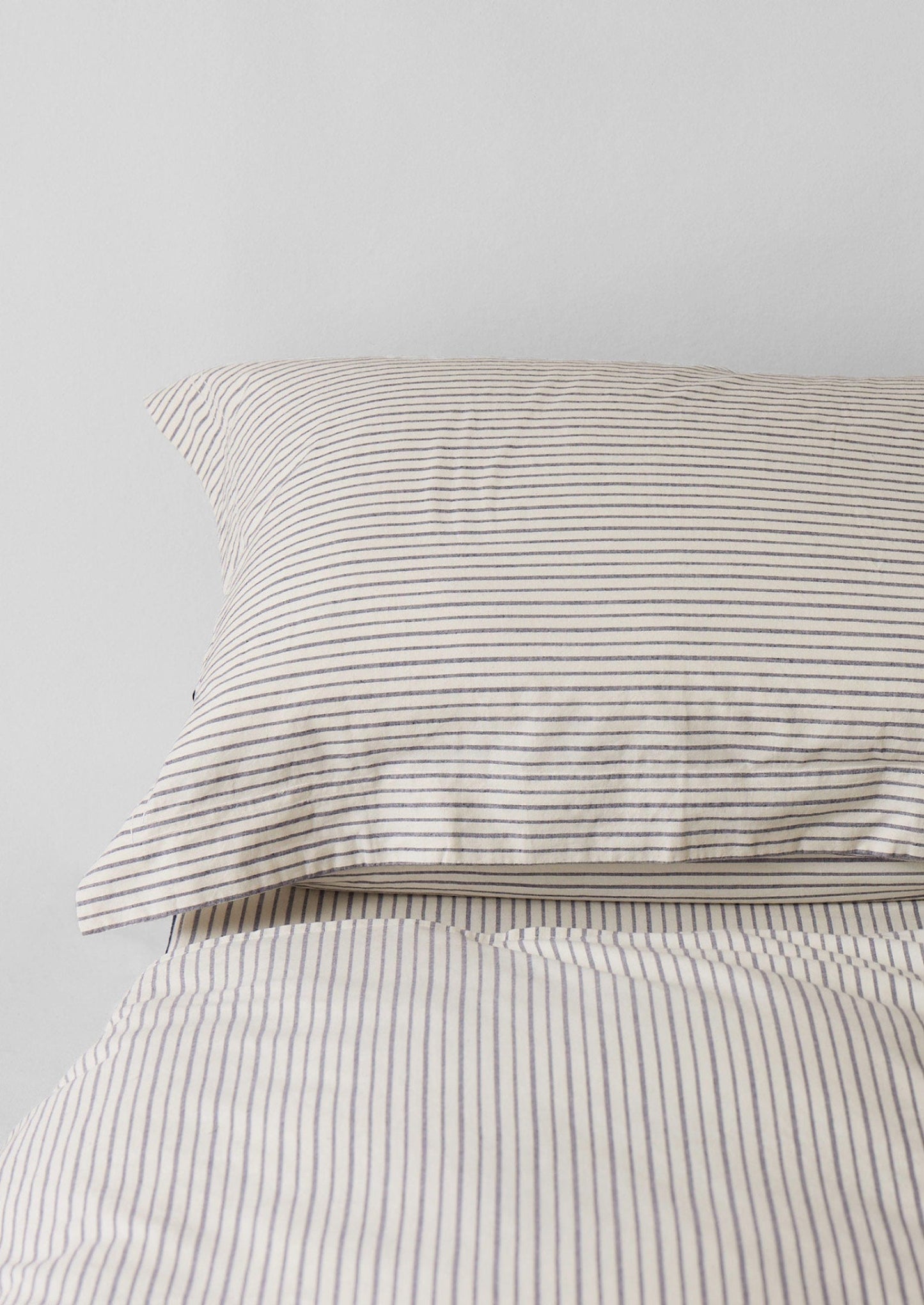 Federa per pigiama in cotone biologico a righe Oxford | Blu navy/Ecru