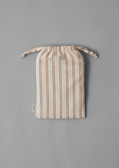 Set di federe in flanella a righe di cotone per casalinghe Ines | Albicocca/Blu tenue