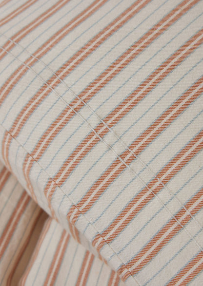Set di federe in flanella a righe di cotone per casalinghe Ines | Albicocca/Blu tenue