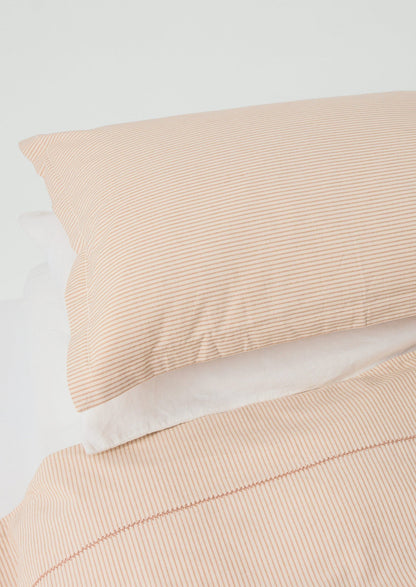 Set di federe in morbido cotone Oxford a righe | Argilla/Ecru