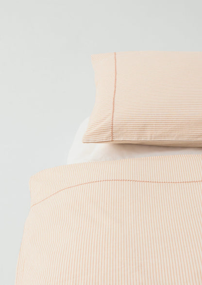 Set di federe in morbido cotone Oxford a righe | Argilla/Ecru