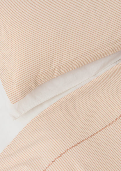 Set di federe in morbido cotone Oxford a righe | Argilla/Ecru