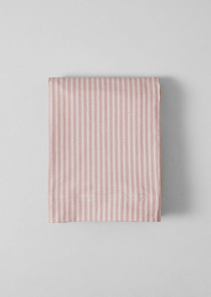 Lenzuolo piano a righe in cotone biologico | Ecru/Rosa