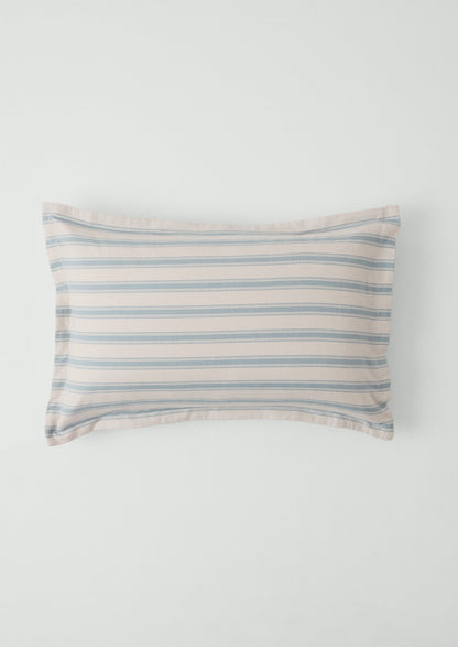 Set di federe in flanella di cotone Oxford a righe Fjord | Blu lavato/Écru