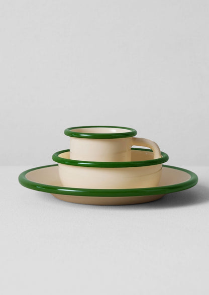 Piatto smaltato | Crema/Foglia
