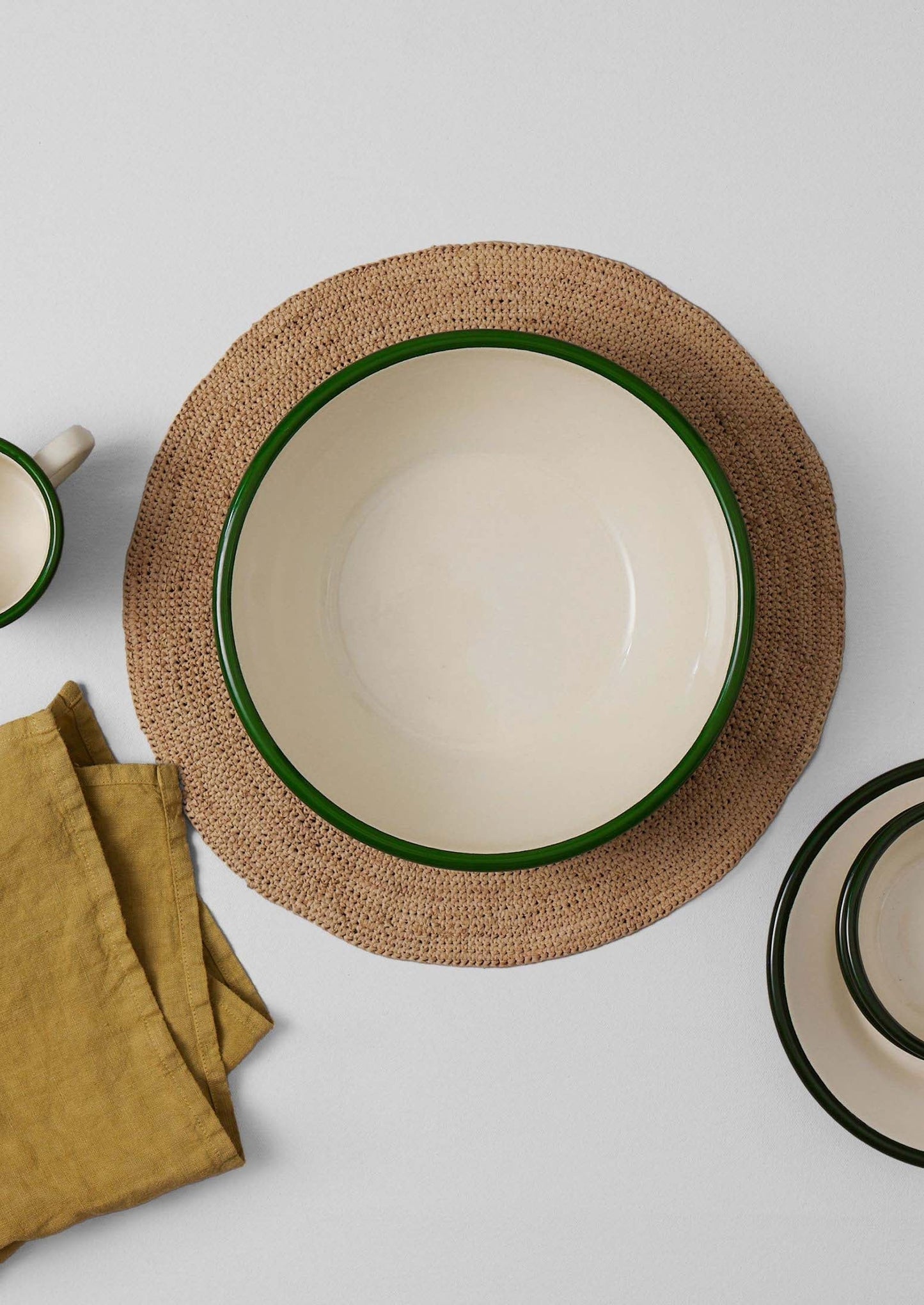 Insalatiera smaltata | Crema/Foglia