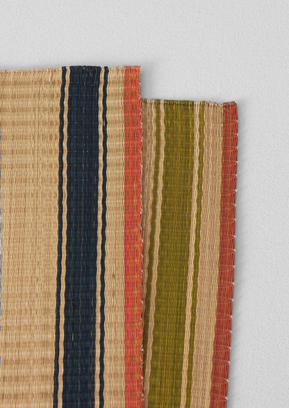 Tovaglietta con bordo a righe Madur Grass | Naturale/Oliva