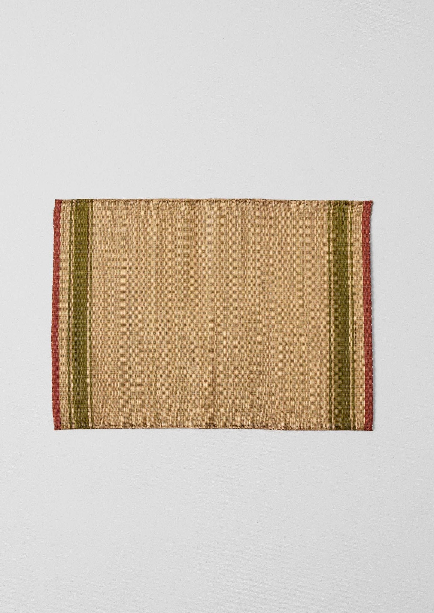 Tovaglietta con bordo a righe Madur Grass | Naturale/Oliva