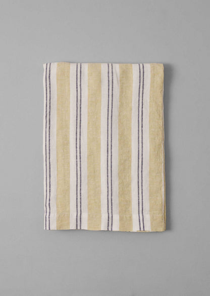 Tovaglia in lino a righe Sienna | Lime lavato/Blu notte