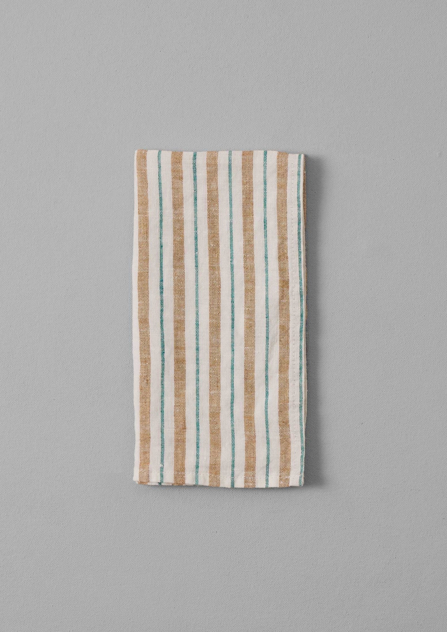 Tovagliolo di lino a righe Faro | Caramello/Verde marino