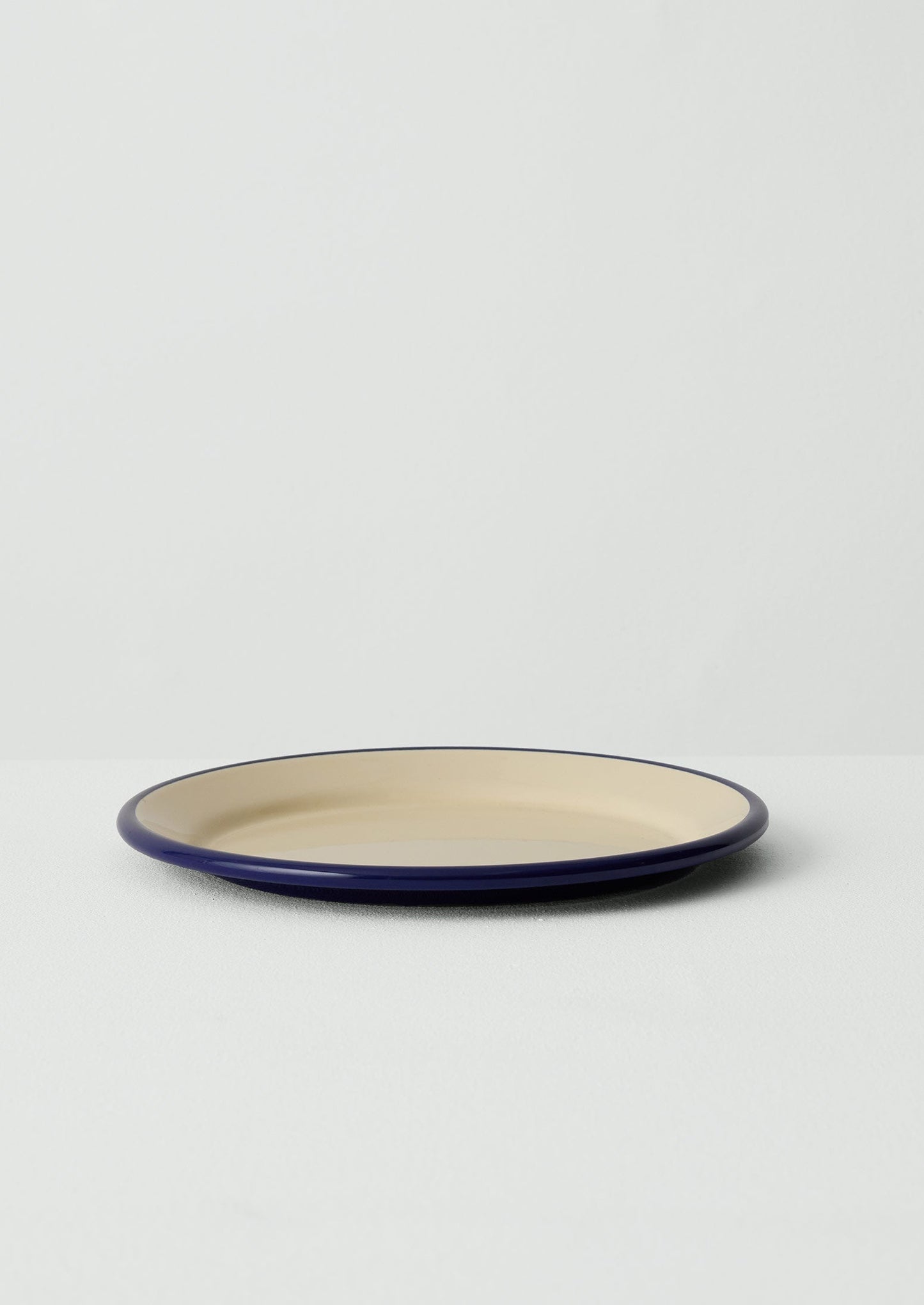 Piatto piano smaltato | Crema/Blu