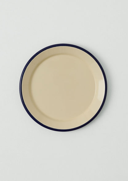 Piatto piano smaltato | Crema/Blu