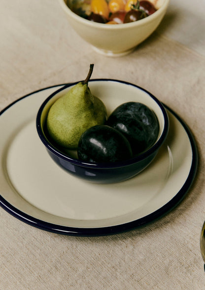 Ciotola da picnic smaltata | Crema/Blu