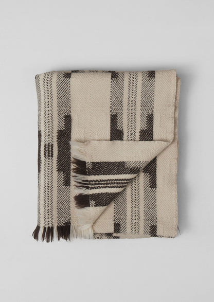 Coperta in lana bulgara | Ecru/Marrone