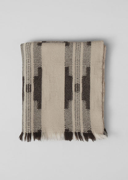 Coperta in lana bulgara | Ecru/Marrone