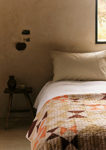 Trapunta patchwork aquilone | Paglia/Papavero
