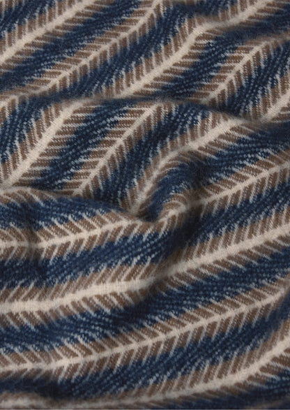 Coperta di lana Oscar | Blu/Sabbia