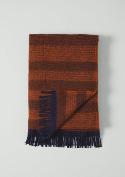 Coperta di lana a righe irregolari | Ruggine/Arancione