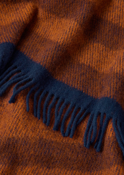 Coperta di lana a righe irregolari | Ruggine/Arancione