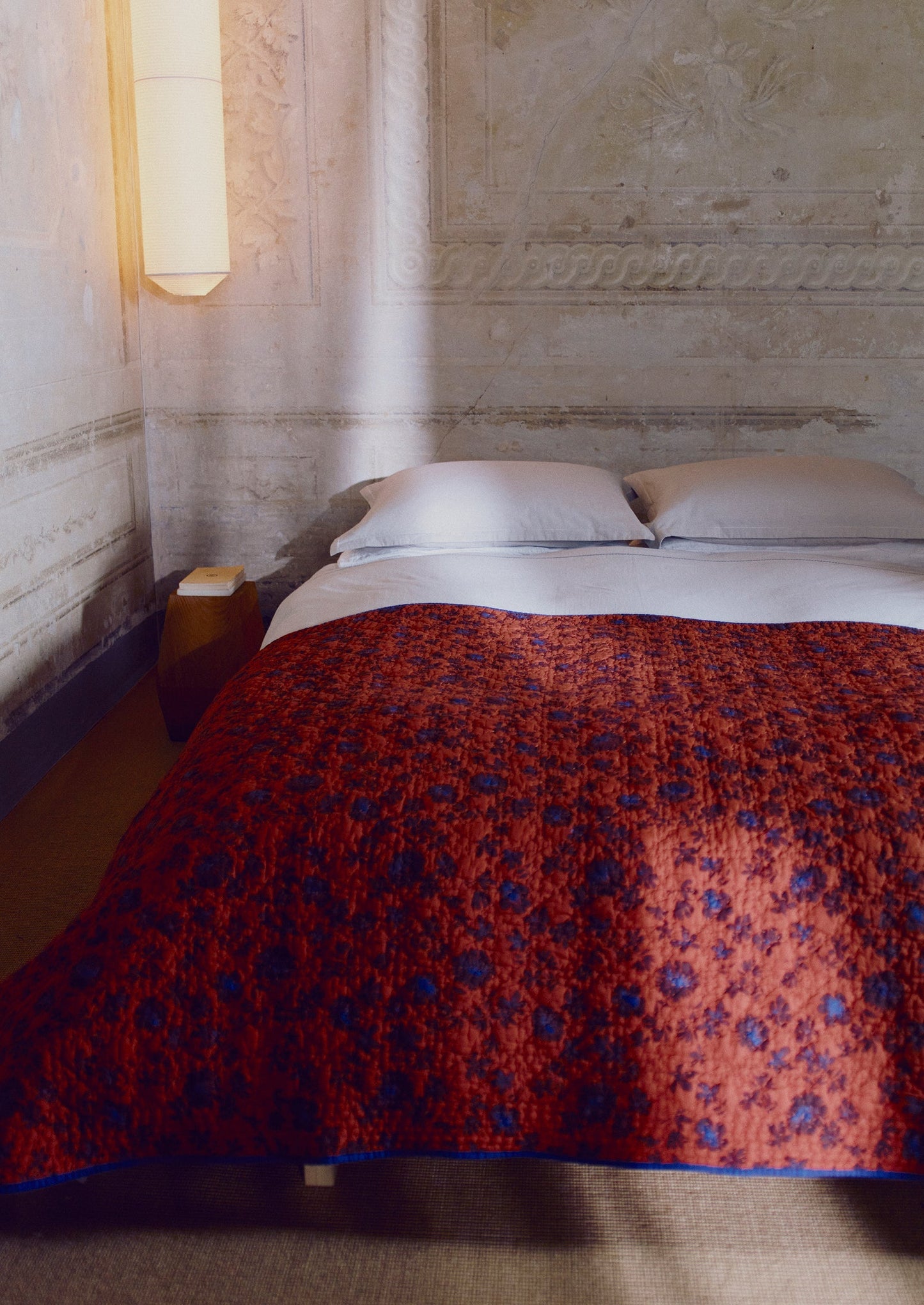 Trapunta in cotone con stampa Aster | Terracotta/Prugna morbida