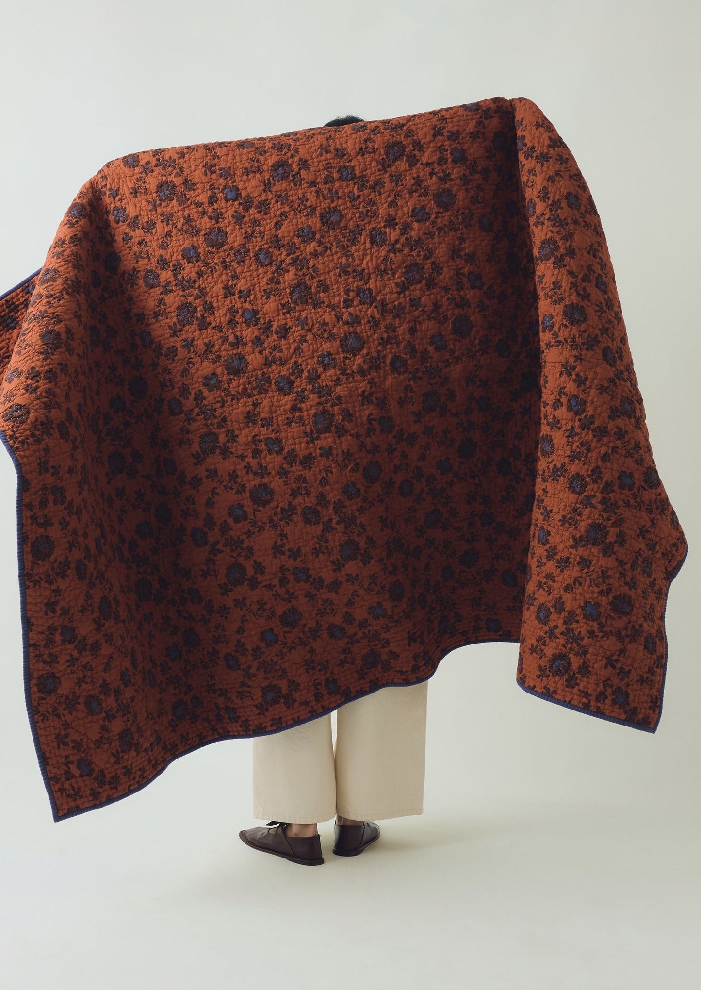 Trapunta in cotone con stampa Aster | Terracotta/Prugna morbida