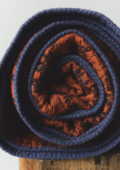 Trapunta in cotone con stampa Aster | Terracotta/Prugna morbida