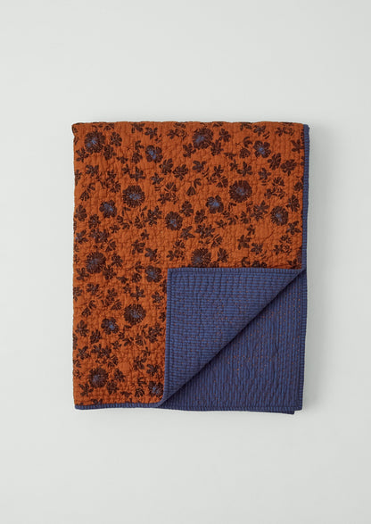 Trapunta in cotone con stampa Aster | Terracotta/Prugna morbida