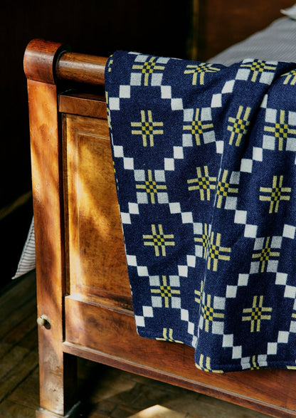 Coperta gallese Melin Tregwynt | Mezzanotte/Agrumi