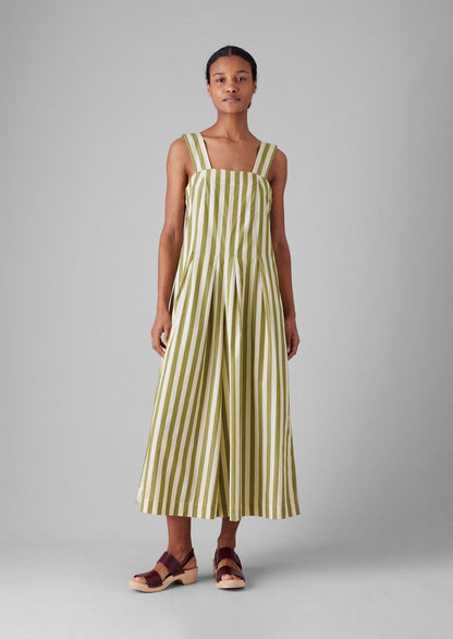 Tuta in cotone a righe Oyo | Verde Calla