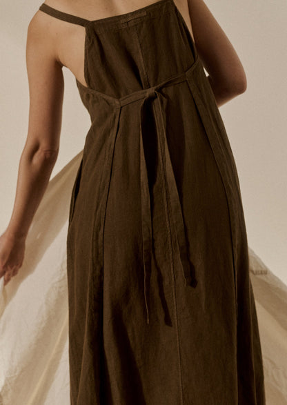 Abito grembiule in lino tinto in capo | Pera