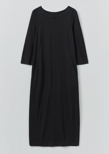 Abito a trapezio in jersey di cotone | Nero lavato