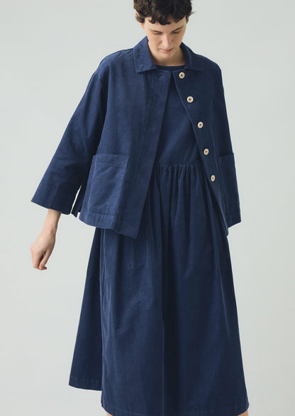 Abito Freya in velluto a coste biologico | Blu denim