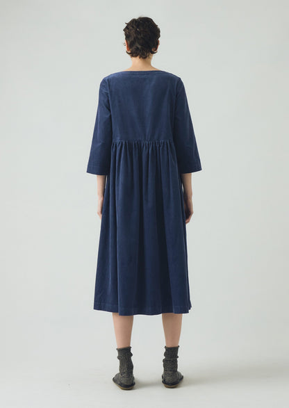 Abito Freya in velluto a coste biologico | Blu denim