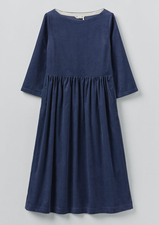 Abito Freya in velluto a coste biologico | Blu denim