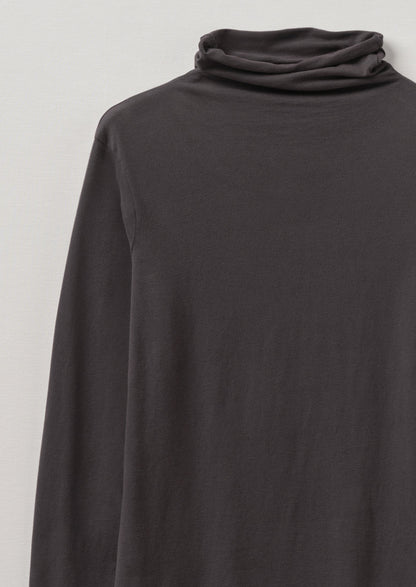 Maglietta in cotone spazzolato con collo alto | Carbone morbido