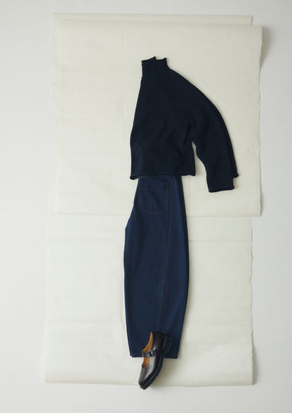 Maglione semplice in lino e cotone biologico | Blu navy scuro